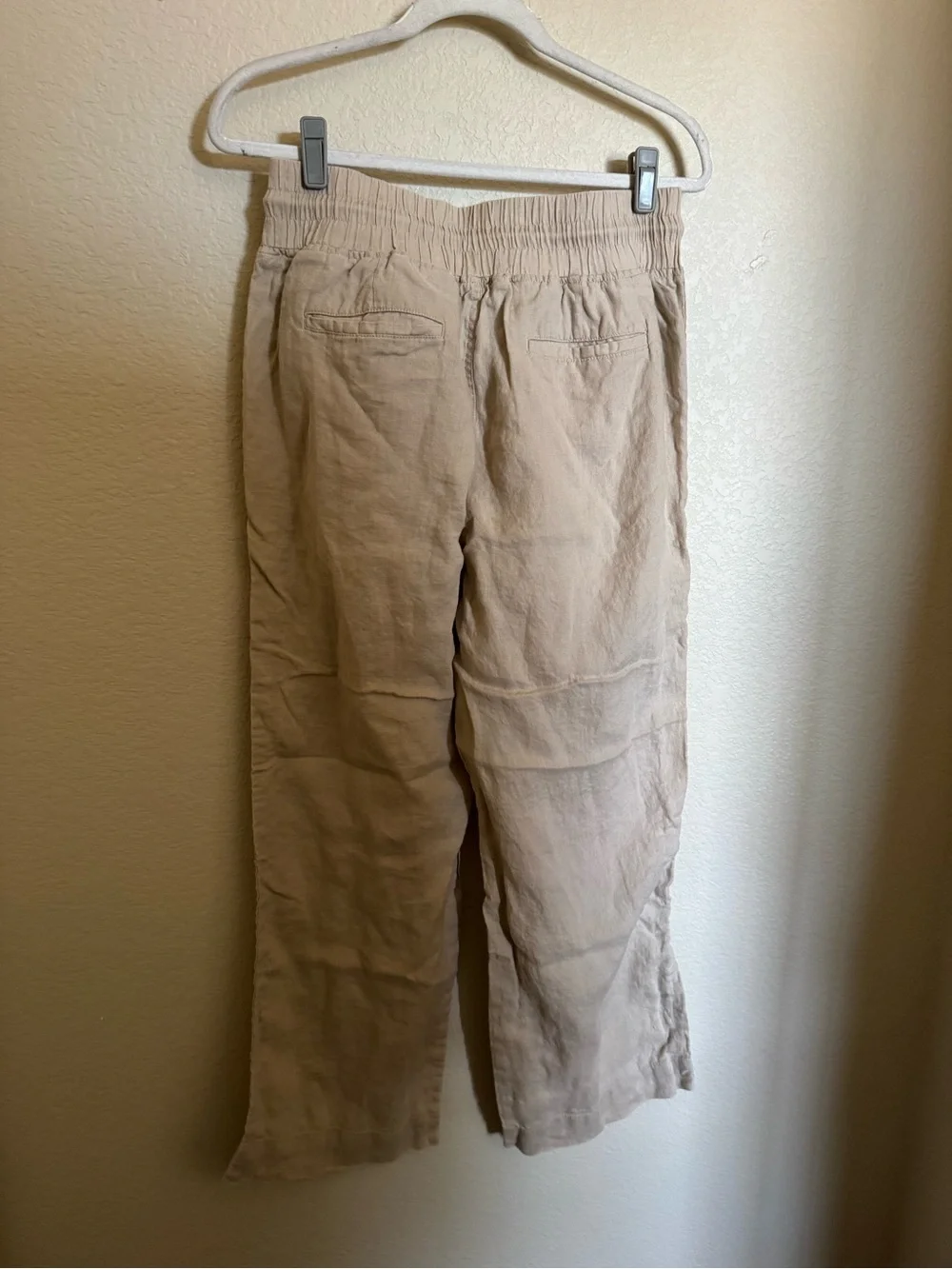 Quince Linen Wide Leg Pants Sz M Tan Neutral Drawstring
